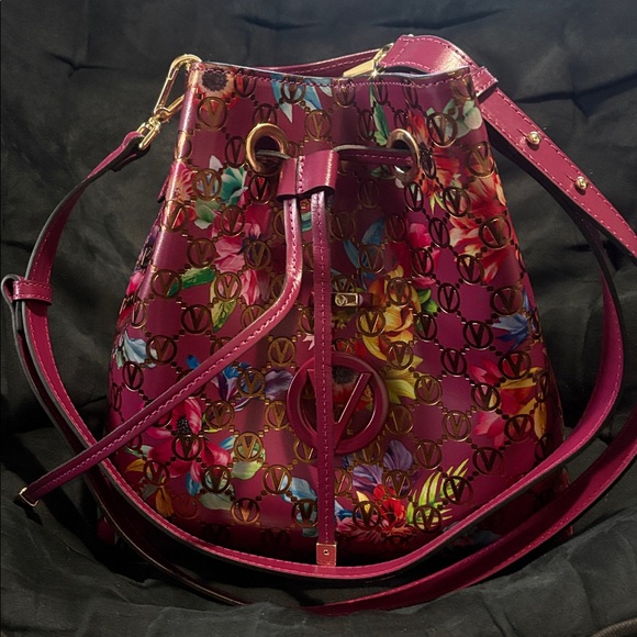 Valentino by Mario Valentino Monogram Leather Bucket Bag - Picture 10 of 16